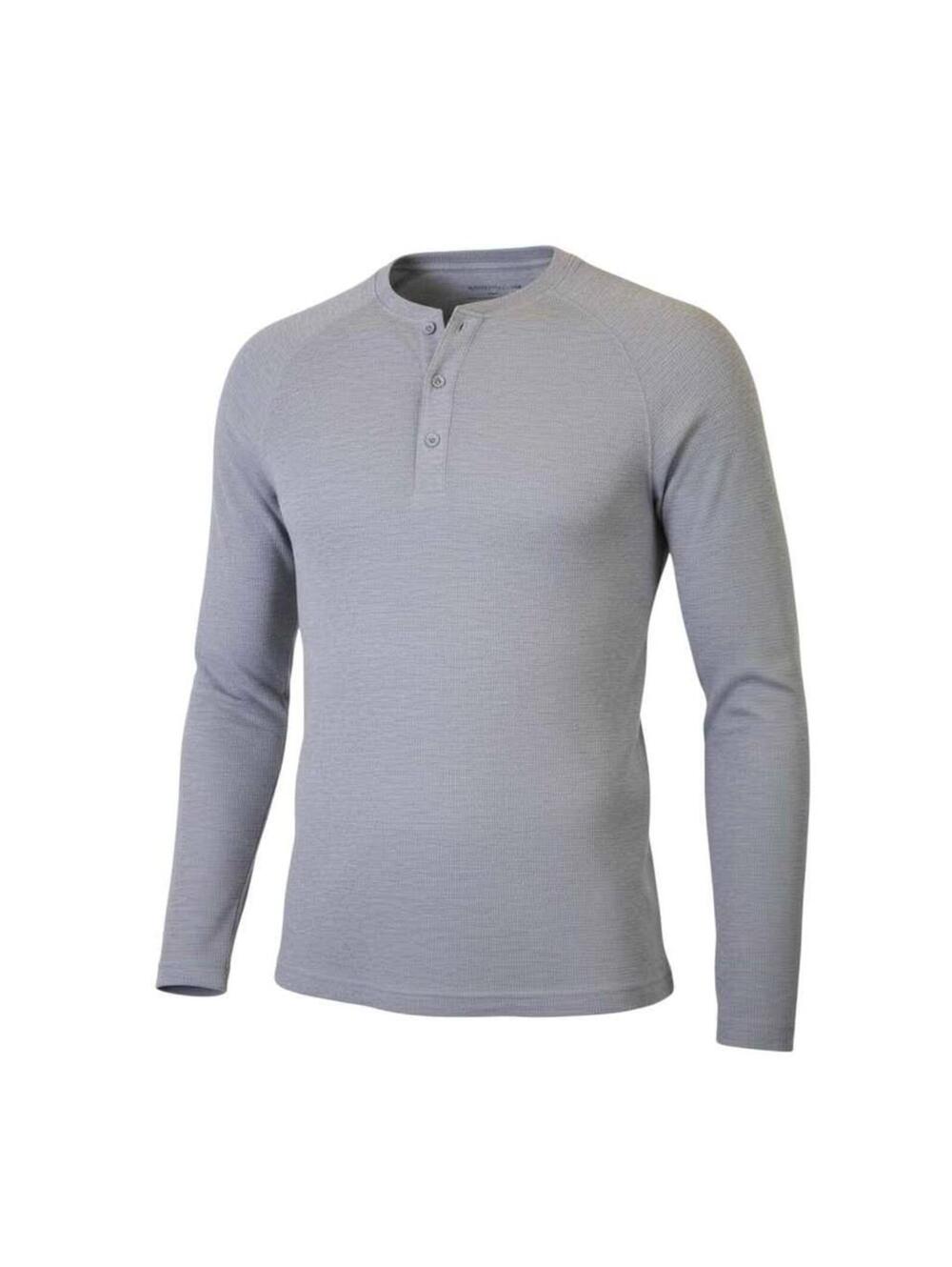 Mizzen + Main Grey Long Sleeve Henley Shirt Medium